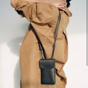 Are Studio Black Leather Louna Phone Sling crossbody Bag